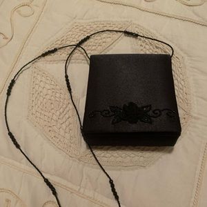 Mini Black Jessica McClintock Beaded Shoulder Strap Purse